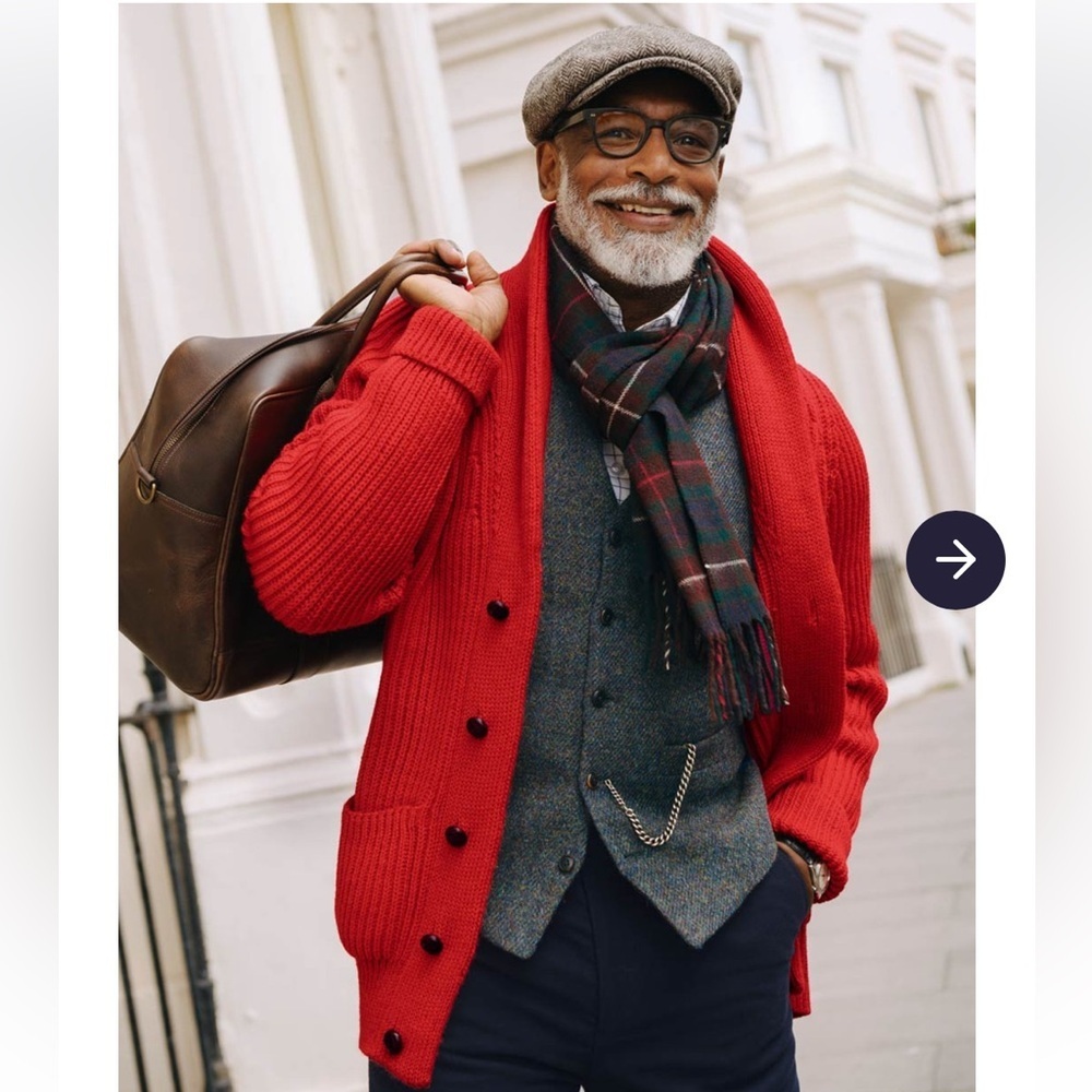 Peter Christian Red Shawl Neck Cardigan British Wool 2XL